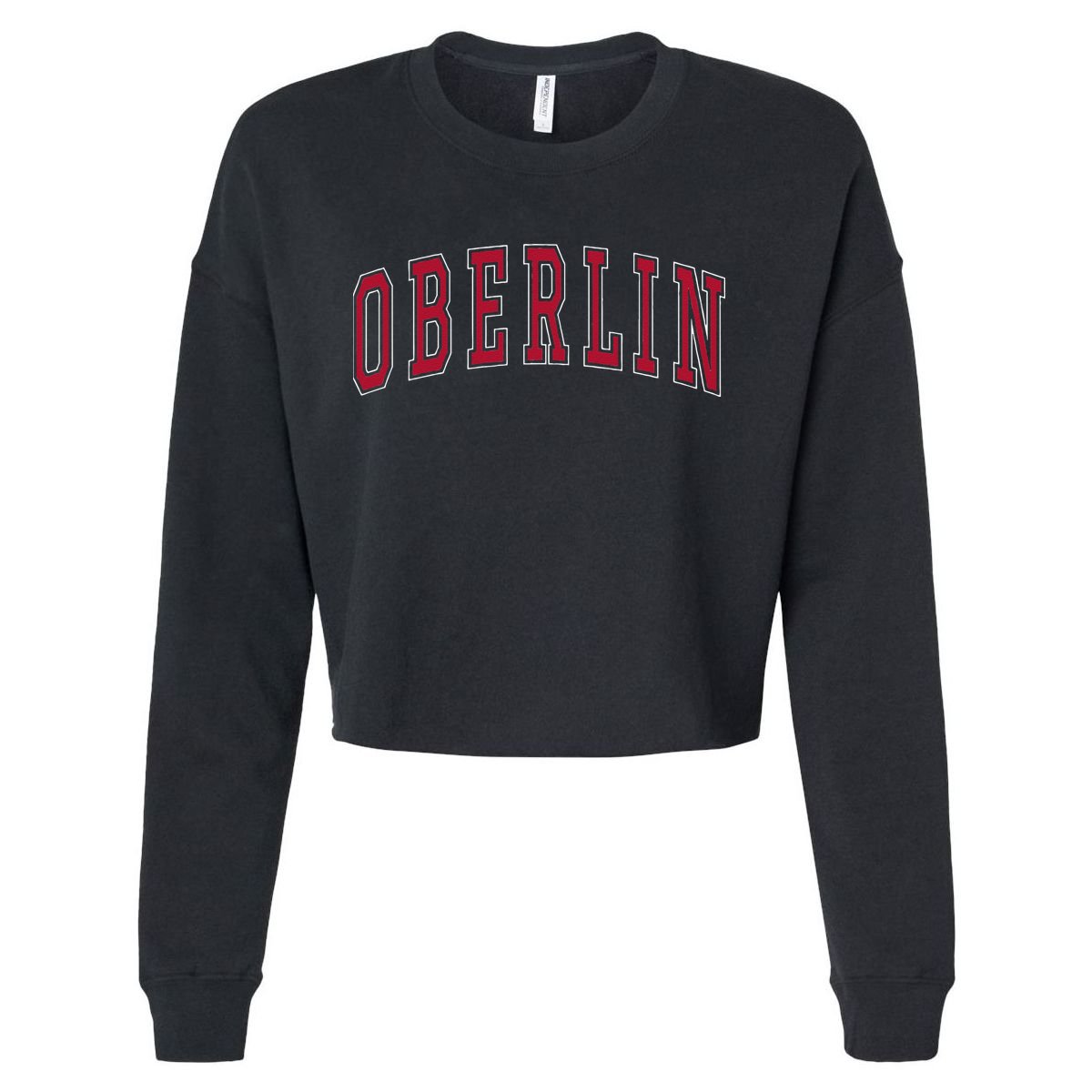 Oberlin Ohio Souvenir College Style Red Text Cropped Pullover Crew