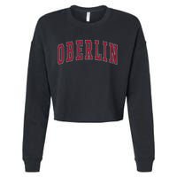 Oberlin Ohio Souvenir College Style Red Text Cropped Pullover Crew