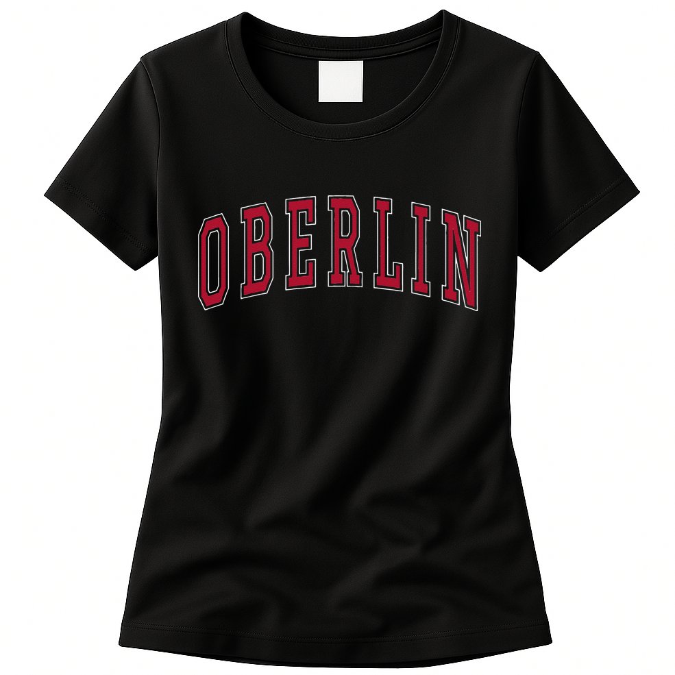 Oberlin Ohio Souvenir College Style Red Text Womens T-Shirt
