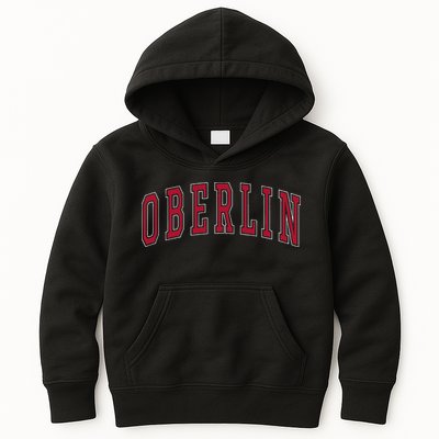 Oberlin Ohio Souvenir College Style Red Text Kids Hoodie