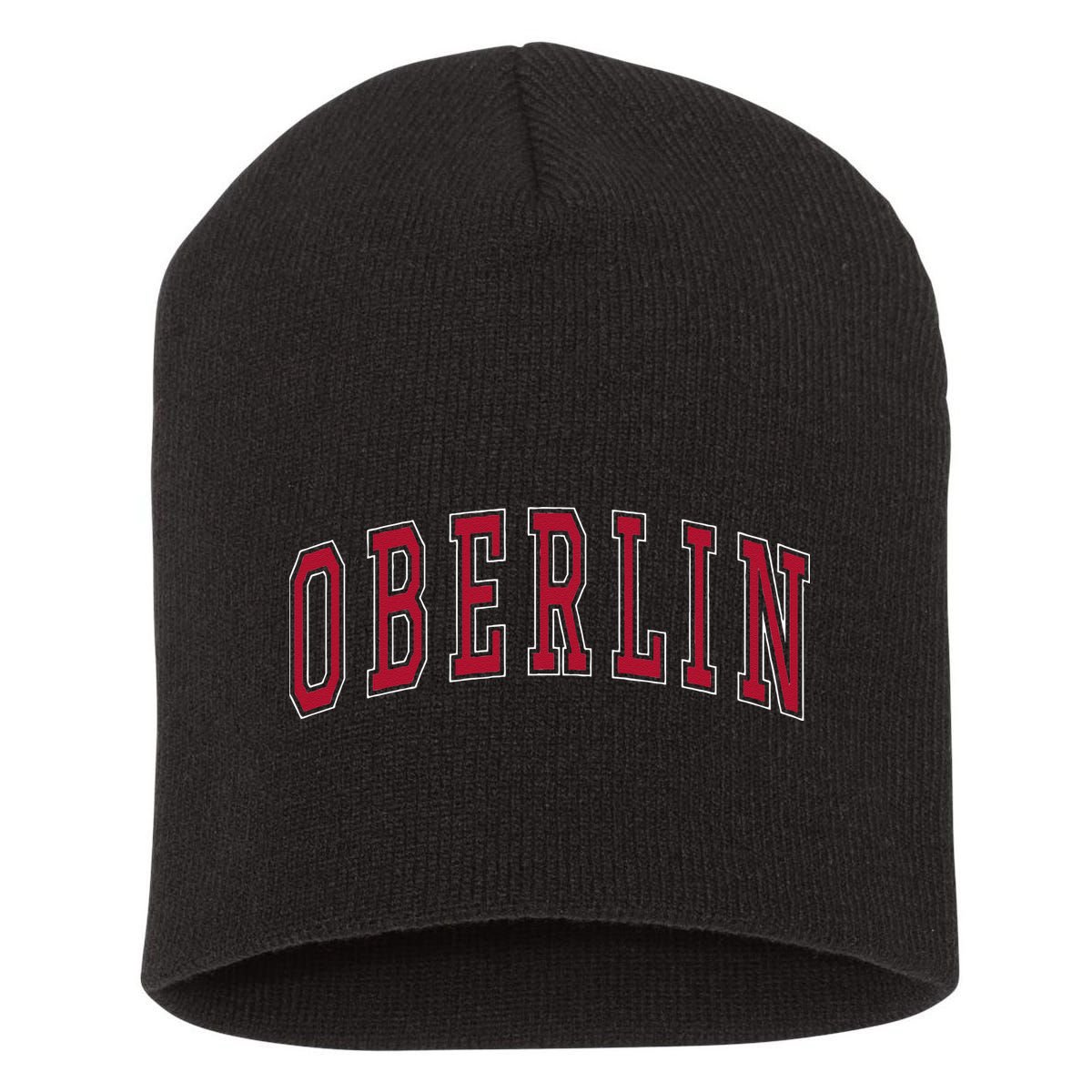 Oberlin Ohio Souvenir College Style Red Text Short Acrylic Beanie