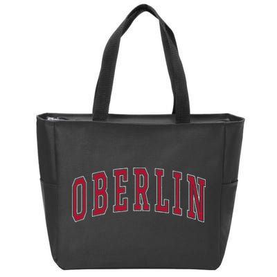 Oberlin Ohio Souvenir College Style Red Text Zip Tote Bag
