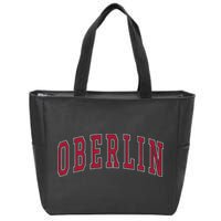 Oberlin Ohio Souvenir College Style Red Text Zip Tote Bag