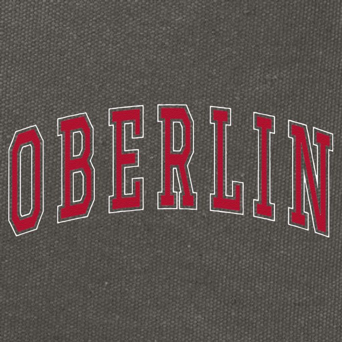 Oberlin Ohio Souvenir College Style Red Text Cotton Canvas Backpack