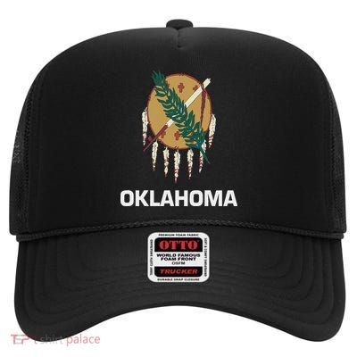 Oklahoma Ok State Flag Usa High Crown Mesh Back Trucker Hat