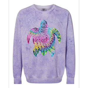 Ocean Odyssey Tie Dye Tribal Tides Sea Turtle Colorblast Crewneck Sweatshirt