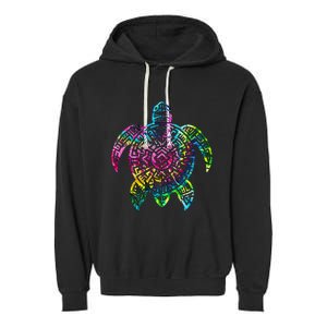 Ocean Odyssey Tie Dye Tribal Tides Sea Turtle Garment-Dyed Fleece Hoodie