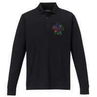 Ocean Odyssey Tie Dye Tribal Tides Sea Turtle Performance Long Sleeve Polo