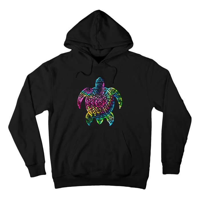 Ocean Odyssey Tie Dye Tribal Tides Sea Turtle Hoodie