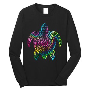 Ocean Odyssey Tie Dye Tribal Tides Sea Turtle Long Sleeve Shirt