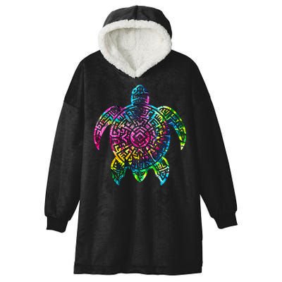 Ocean Odyssey Tie Dye Tribal Tides Sea Turtle Hooded Wearable Blanket