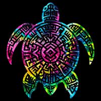 Ocean Odyssey Tie Dye Tribal Tides Sea Turtle Drawstring Bag