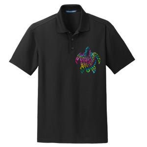 Ocean Odyssey Tie Dye Tribal Tides Sea Turtle Dry Zone Grid Polo