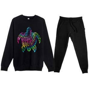 Ocean Odyssey Tie Dye Tribal Tides Sea Turtle Premium Crewneck Sweatsuit Set