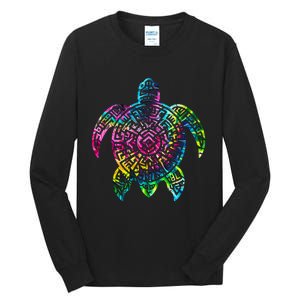 Ocean Odyssey Tie Dye Tribal Tides Sea Turtle Tall Long Sleeve T-Shirt