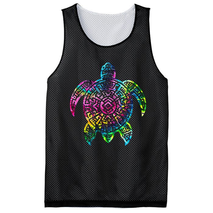 Ocean Odyssey Tie Dye Tribal Tides Sea Turtle Mesh Reversible Basketball Jersey Tank