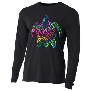 Ocean Odyssey Tie Dye Tribal Tides Sea Turtle Cooling Performance Long Sleeve Crew