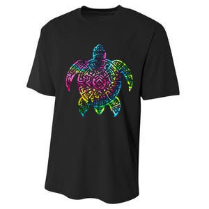 Ocean Odyssey Tie Dye Tribal Tides Sea Turtle Performance Sprint T-Shirt