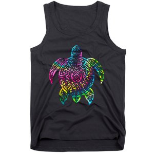 Ocean Odyssey Tie Dye Tribal Tides Sea Turtle Tank Top