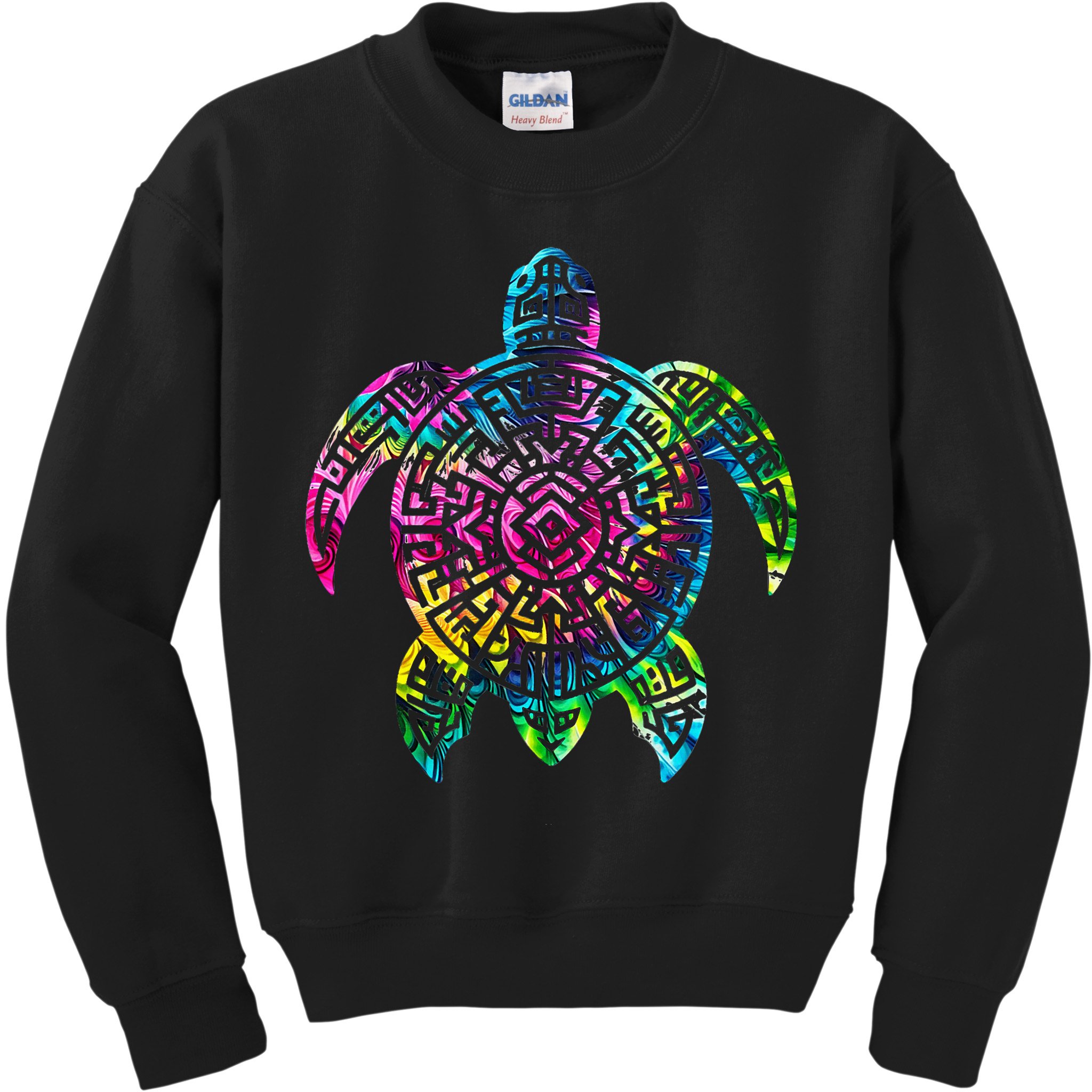 Ocean Odyssey Tie Dye Tribal Tides Sea Turtle Kids Sweatshirt