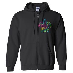 Ocean Odyssey Tie Dye Tribal Tides Sea Turtle Full Zip Hoodie