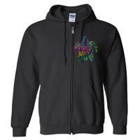 Ocean Odyssey Tie Dye Tribal Tides Sea Turtle Full Zip Hoodie