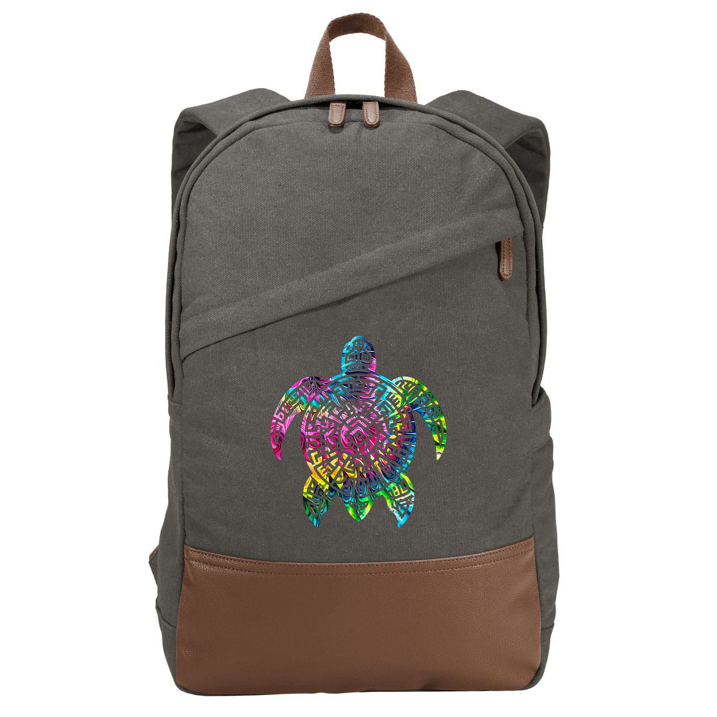 Ocean Odyssey Tie Dye Tribal Tides Sea Turtle Cotton Canvas Backpack