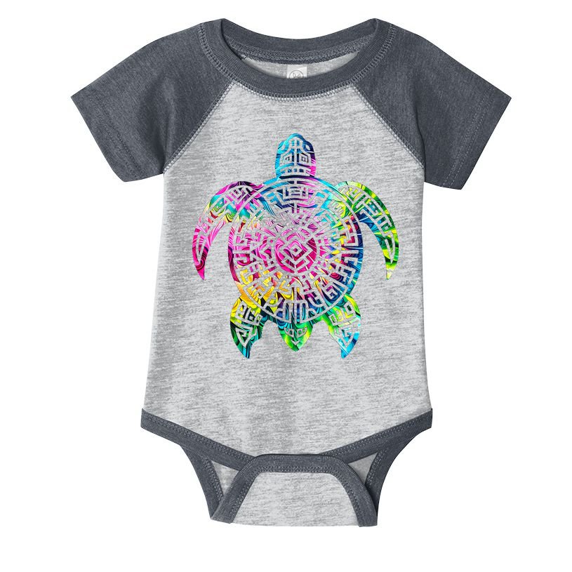 Ocean Odyssey Tie Dye Tribal Tides Sea Turtle Infant Baby Jersey Bodysuit