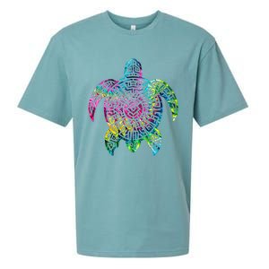 Ocean Odyssey Tie Dye Tribal Tides Sea Turtle Sueded Cloud Jersey T-Shirt