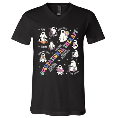 Ot Occupational Therapy Therapist Halloween Spooky V-Neck T-Shirt