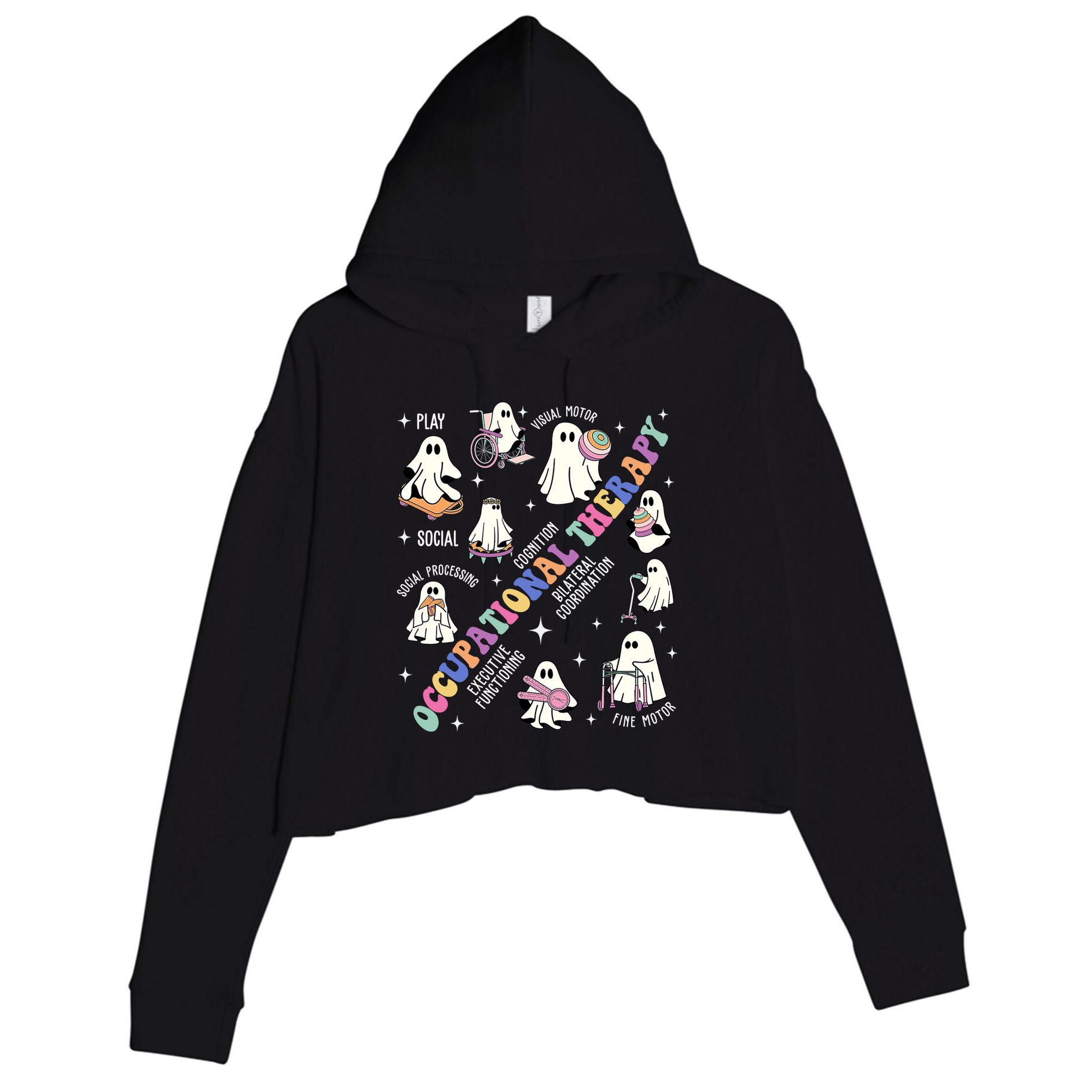 Ot Occupational Therapy Therapist Halloween Spooky Crop Fleece Hoodie