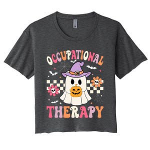 OT Occupational Therapy Halloween Retro Ghost OT Halloween Women's Crop Top Tee