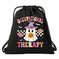 OT Occupational Therapy Halloween Retro Ghost OT Halloween Drawstring Bag