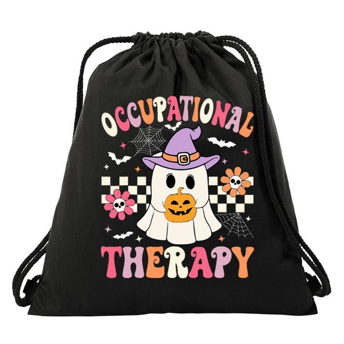 OT Occupational Therapy Halloween Retro Ghost OT Halloween Drawstring Bag