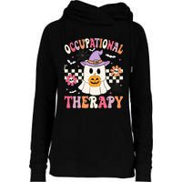 OT Occupational Therapy Halloween Retro Ghost OT Halloween Womens Funnel Neck Pullover Hood