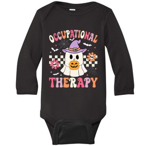 OT Occupational Therapy Halloween Retro Ghost OT Halloween Baby Long Sleeve Bodysuit