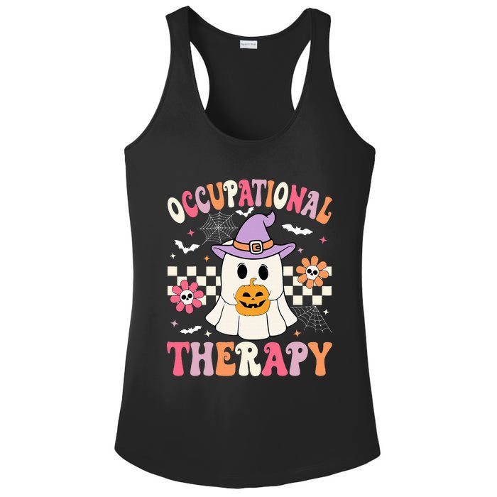 OT Occupational Therapy Halloween Retro Ghost OT Halloween Ladies PosiCharge Competitor Racerback Tank