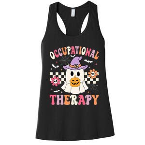 OT Occupational Therapy Halloween Retro Ghost OT Halloween Women's Racerback Tank