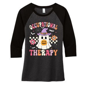 OT Occupational Therapy Halloween Retro Ghost OT Halloween Women's Tri-Blend 3/4-Sleeve Raglan Shirt