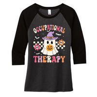 OT Occupational Therapy Halloween Retro Ghost OT Halloween Women's Tri-Blend 3/4-Sleeve Raglan Shirt