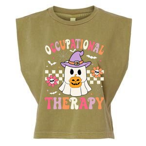 OT Occupational Therapy Halloween Retro Ghost OT Halloween Garment-Dyed Women's Muscle Tee