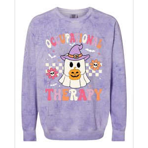 Ot Occupational Therapy Halloween Retro Ghost Ot Halloween Colorblast Crewneck Sweatshirt