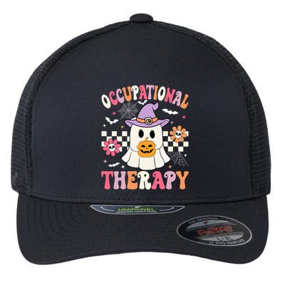 Ot Occupational Therapy Halloween Retro Ghost Ot Halloween Flexfit Unipanel Trucker Cap