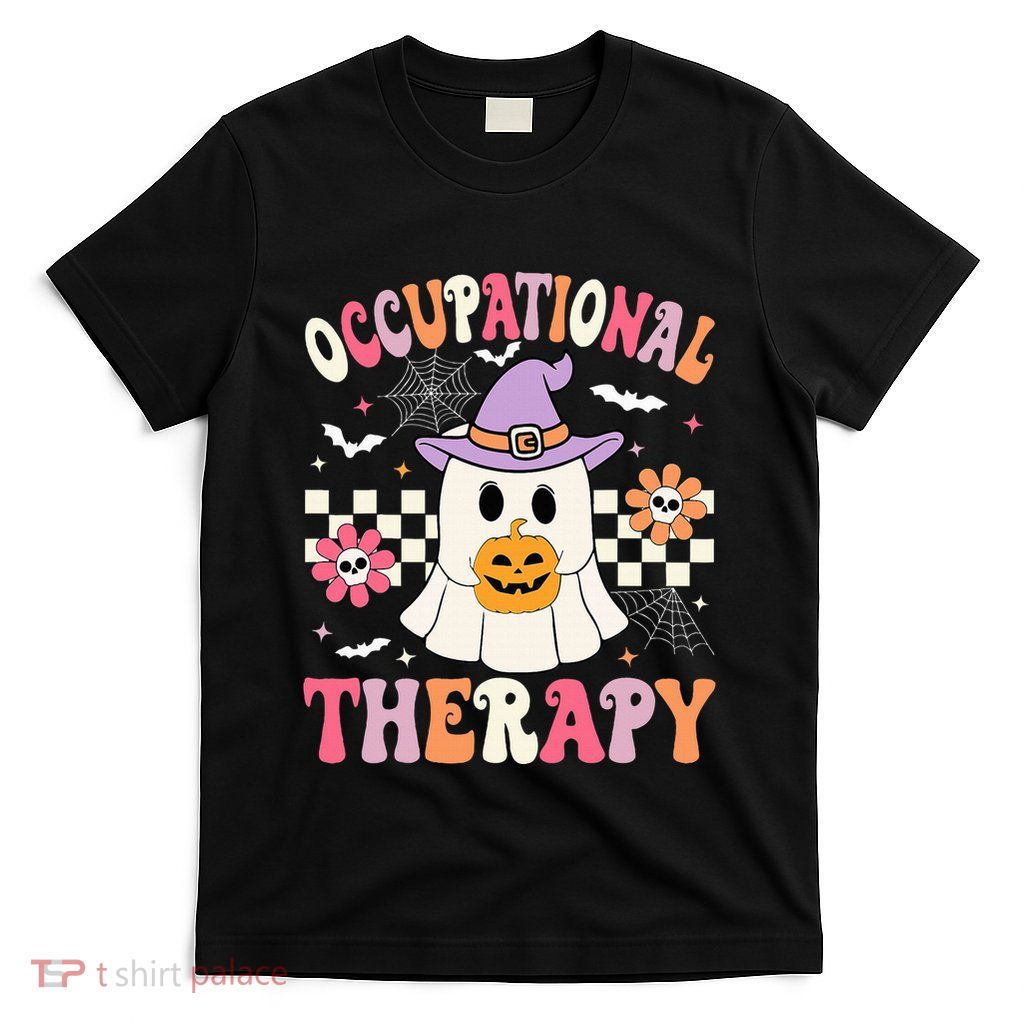 Ot Occupational Therapy Halloween Retro Ghost Ot Halloween T-Shirt