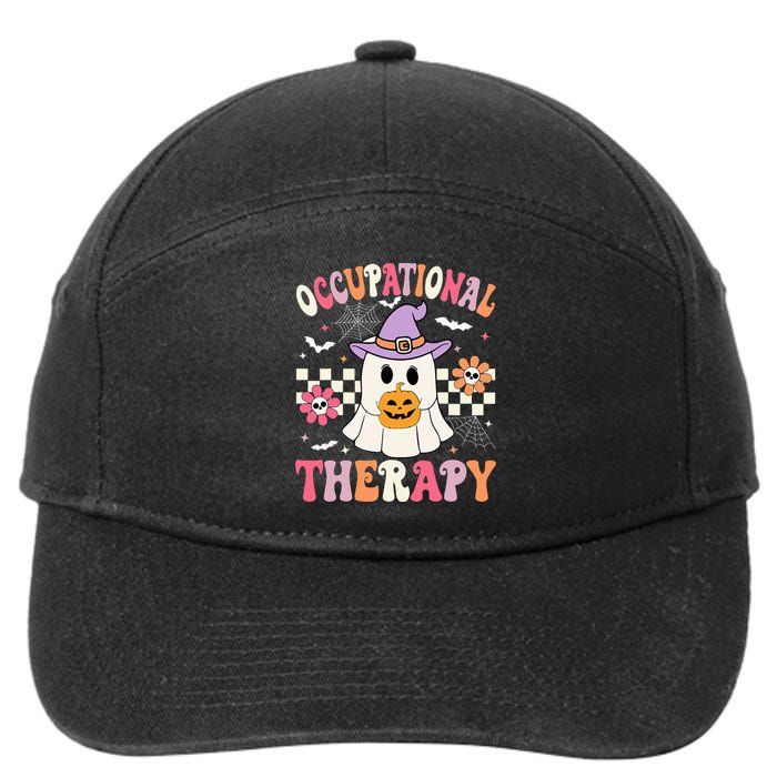 Ot Occupational Therapy Halloween Retro Ghost Ot Halloween 7-Panel Snapback Hat