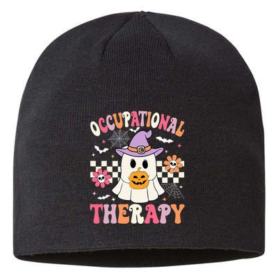 Ot Occupational Therapy Halloween Retro Ghost Ot Halloween Sustainable Beanie