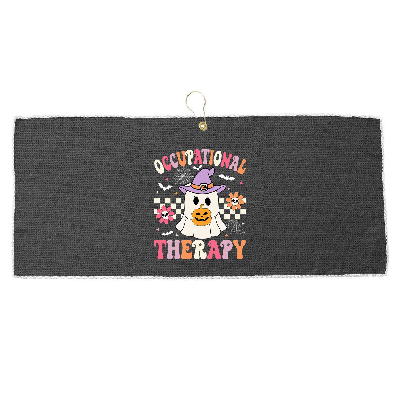 Ot Occupational Therapy Halloween Retro Ghost Ot Halloween Large Microfiber Waffle Golf Towel
