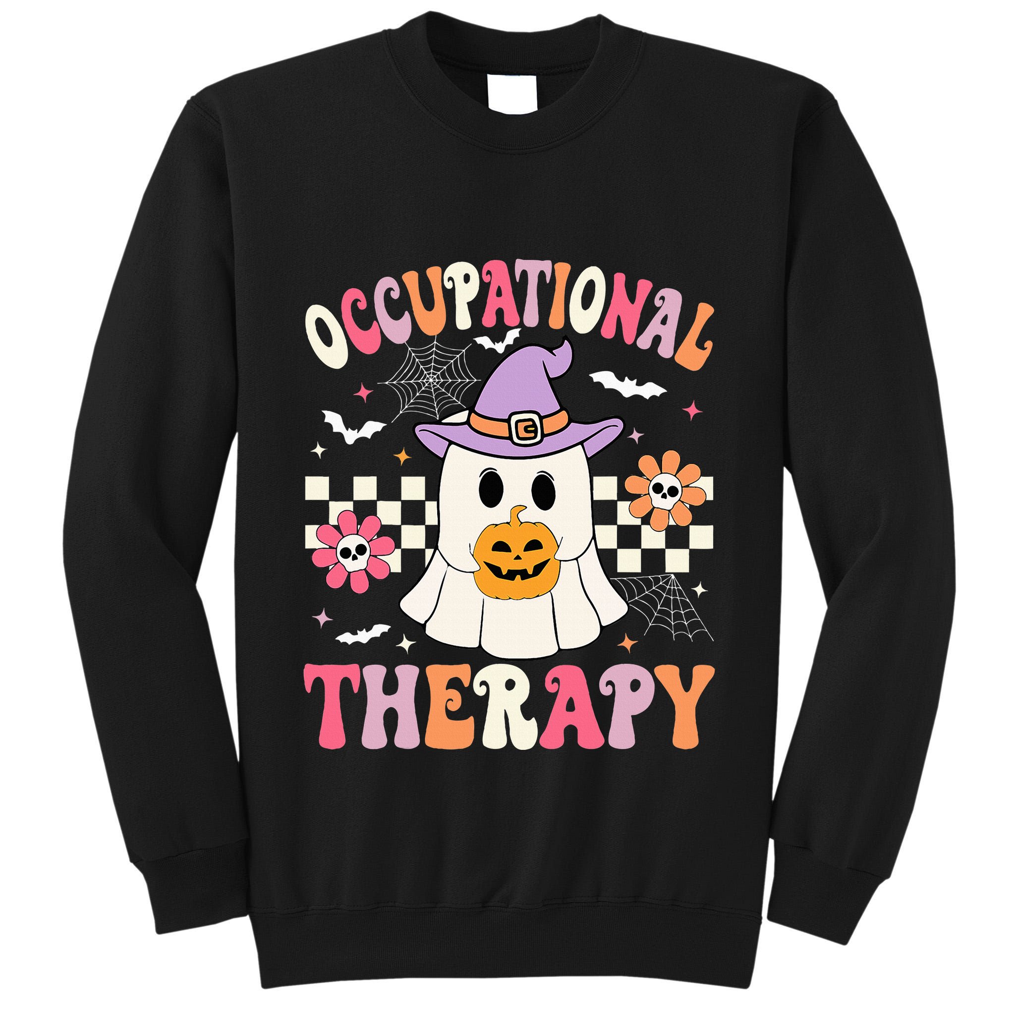 Ot Occupational Therapy Halloween Retro Ghost Ot Halloween Tall Sweatshirt