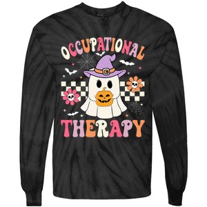 Ot Occupational Therapy Halloween Retro Ghost Ot Halloween Tie-Dye Long Sleeve Shirt