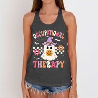 Ot Occupational Therapy Halloween Retro Ghost Ot Halloween Women's Knotted Racerback Tank